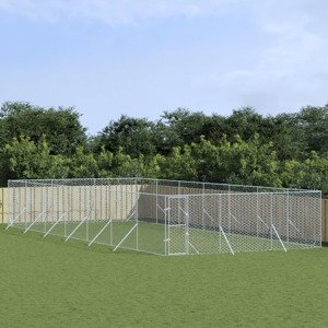 vidaXL Vonkajší koterec pre psov strieborný 6x14x2 m pozinkovaná oceľ