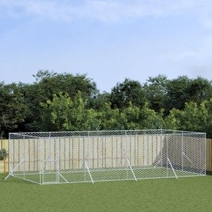 vidaXL Vonkajší koterec pre psov strieborný 8x4x2 m pozinkovaná oceľ