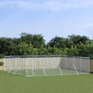 vidaXL Vonkajší koterec pre psov strieborný 8x8x2 m pozinkovaná oceľ