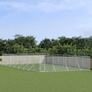 vidaXL Vonkajší koterec pre psov strieborný 8x16x2 m pozinkovaná oceľ