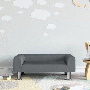 vidaXL Detská pohovka tmavosivá 70x45x26,5 cm zamat