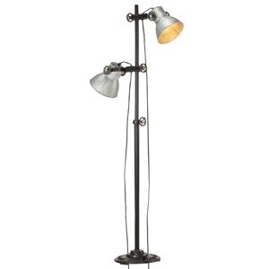 vidaXL Stojanová lampa s 2 tienidlami strieborná E27 liatina železa