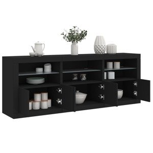vidaXL Komoda s LED svetlami čierna 181,5x37x67 cm