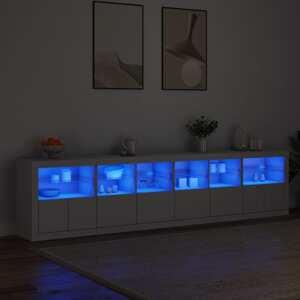 vidaXL Komoda s LED svetlami biela 283x37x67 cm