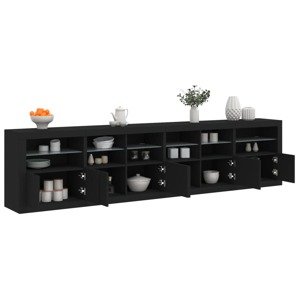 vidaXL Komoda s LED svetlami čierna 283x37x67 cm