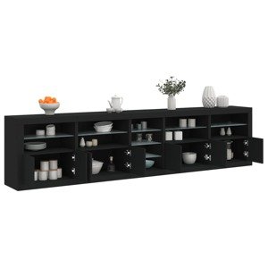 vidaXL Komoda s LED svetlami čierna 283x37x67 cm