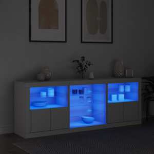 vidaXL Komoda s LED svetlami biela 181,5x37x67 cm