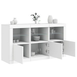 vidaXL Komoda s LED svetlami biela 123x37x67 cm