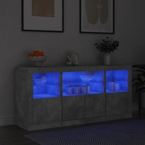 vidaXL Komoda s LED svetlami betónovo-sivá 142,5x37x67 cm