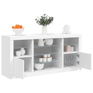 vidaXL Komoda s LED svetlami biela 142,5x37x67 cm
