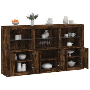 vidaXL Komoda s LED svetlami dymový dub 181,5x37x100 cm