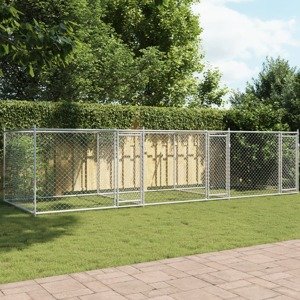 vidaXL Klietka pre psa s dvierkami šedá 6x2x1,5 m pozinkovaná oceľ
