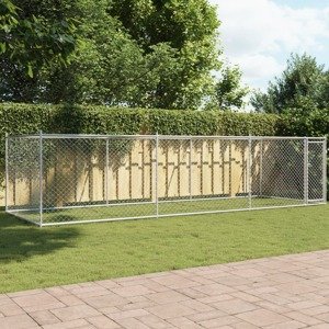 vidaXL Klietka pre psa s dvierkami šedá 6x2x1,5 m pozinkovaná oceľ