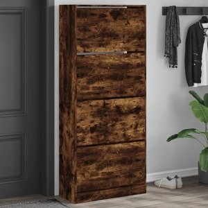 vidaXL Botník so 4 výklopnými zásuvkami dymový dub 80x34x187,5 cm