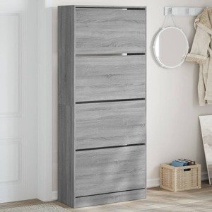 vidaXL Botník so 4 výklopnými zásuvkami sivý dub sonoma 80x34x187,5 cm