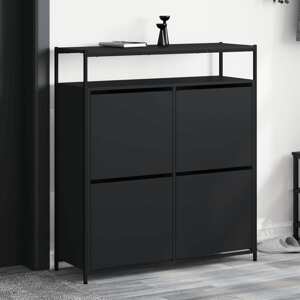vidaXL Botník so 4 výklopnými zásuvkami čierny 100x34x112 cm