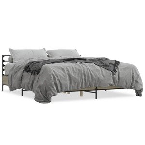 vidaXL Posteľný rám dub sonoma 200x200 cm kompozitné drevo a kov