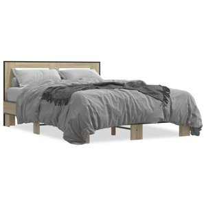 vidaXL Posteľný rám dub sonoma 140x190 cm kompozitné drevo a kov
