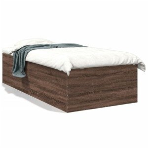 vidaXL Posteľný rám hnedý dub 75x190 cm kompozitné drevo