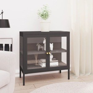 vidaXL Komoda antracitová 70x35x70 cm oceľ a sklo