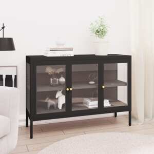 vidaXL Komoda čierna 105x35x70 cm oceľ a sklo