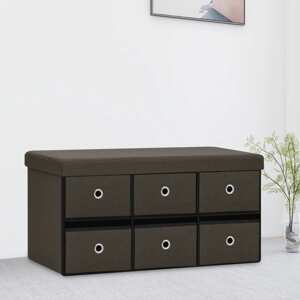 vidaXL Skladacia úložná lavica tmavohnedá 76x38x38 cm umelý ľan