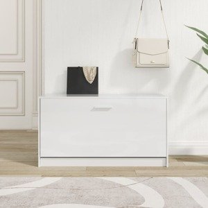 vidaXL Lavica na topánky lesklá biela 80x24x45 cm spracované drevo