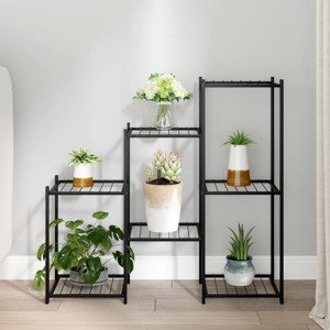 vidaXL Stojan na kvety 83x25x80 cm čierny kovový