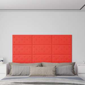 vidaXL Nástenné panely 12 ks červené 60x30 cm umelá koža 2,16 m²