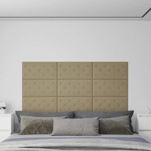 vidaXL Nástenné panely 12 ks kapučínové 60x30 cm umelá koža 2,16 m²