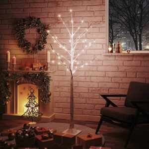 vidaXL LED strom s dizajnom bielej brezy 96 teplých bielych LED 180cm