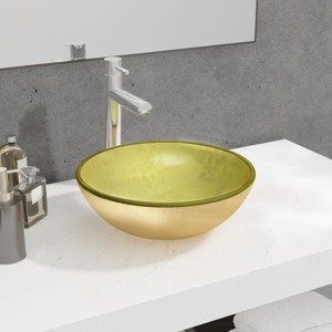 vidaXL Umývadlo z tvrdeného skla 35x12 cm zlaté