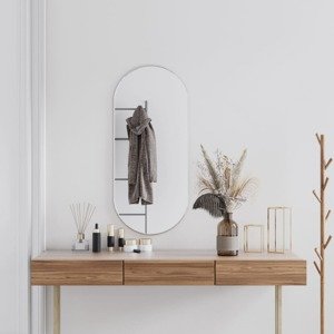 vidaXL Nástenné zrkadlo strieborné 100x45 cm oválne