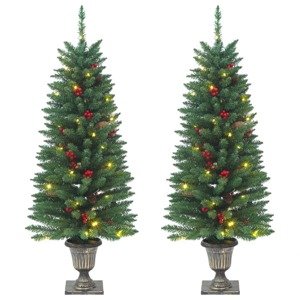 vidaXL Umelé vianočné stromčeky 2 ks 100 LED zelené 120 cm