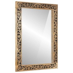 vidaXL Zrkadlo do kúpeľne 50x70x2,5 cm masívny mangovník a sklo