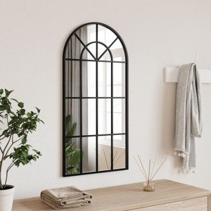 vidaXL Nástenné zrkadlo čierne 40x80 cm oblúkové železné