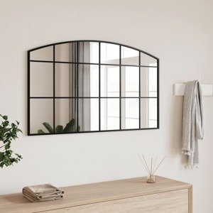 vidaXL Nástenné zrkadlo čierne 100x60 cm oblúkové železné