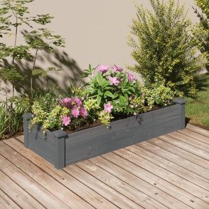 vidaXL Záhr. vyvýšený záhon s vložkou sivý 120x45x25 cm masívna jedľa