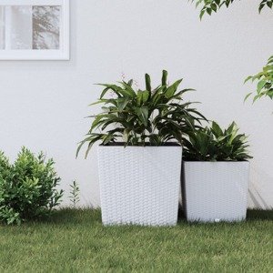 vidaXL Kvetináč s vyberateľnou vložkou biely 37 / 64 l PP ratan