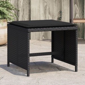 vidaXL Záhradné taburetky s vankúšmi 4 ks čierne 41x41x36 cm polyratan