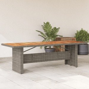 vidaXL Záhradný stôl s akáciovou doskou sivý 240x90x75 cm polyratan