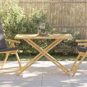 vidaXL Skladací záhradný stôl 110x55x75 cm bambus