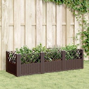 vidaXL Záhradný kvetináč s kolíkmi hnedý 123,5x43,5x43,5 cm PP