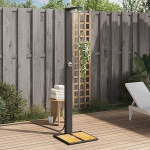 vidaXL Vonkajšia sprcha čierna 50x55x224 cm polyratan a akácia