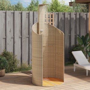 vidaXL Vonkajšia sprcha béžový 100x100x241,5 cm polyratan a akácia