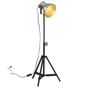 vidaXL Podlahová lampa 25 W starožitná strieborná 35x35x65/95 cm E27