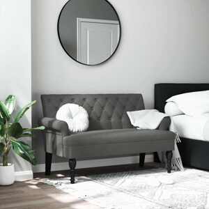 vidaXL Lavička s operadlom tmavosivá 120x62x75,5 cm látka