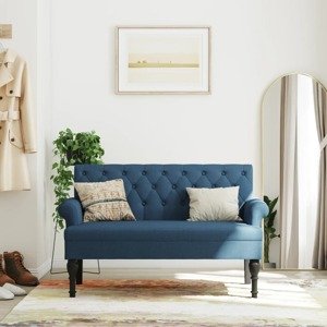 vidaXL Lavička s operadlom modrá 120x62x75,5 cm látka