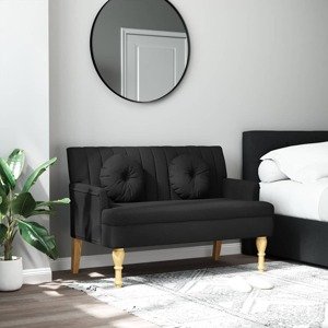 vidaXL Lavička s vankúšmi čierna 113x64,5x75,5 cm látka