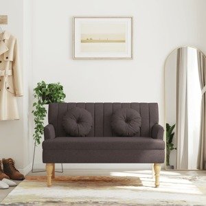 vidaXL Lavička s vankúšmi tmavohnedá 113x64,5x75,5 cm látka
